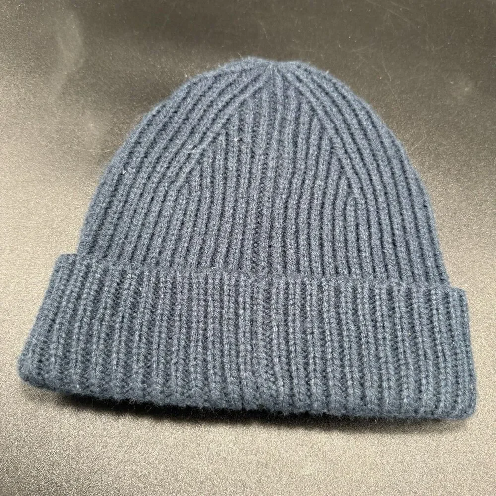 LL Bean Beanie Kids OSFA One Size Fits All Blue Ribbed Knit Pull On Stretch